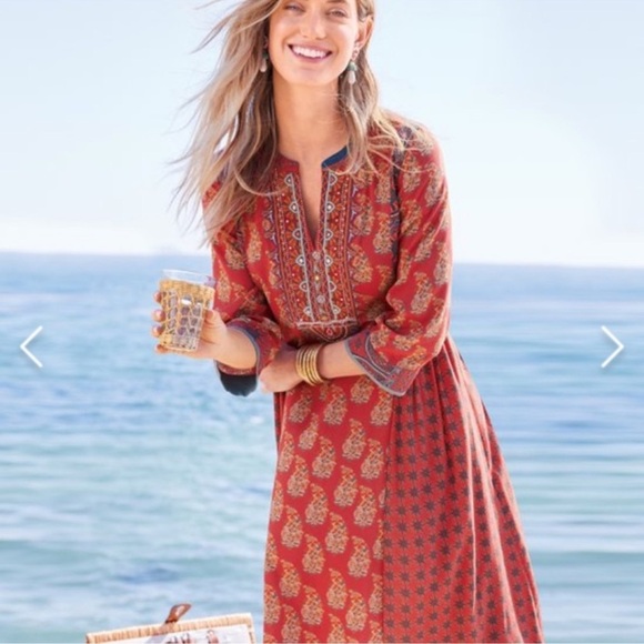 Soft surroundings Red Phoenix dress Large Hippy Boho vibe - Picture 4 of 13